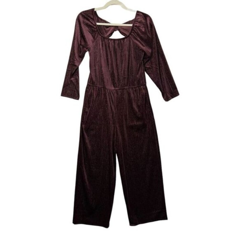 New with Tags Old Navy Short Sleeve Velvet Maroon Jumpsuit Sz Xxl